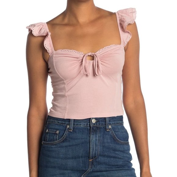 Tops - Abound Eyelet Trim Ruffle Sleeve Top